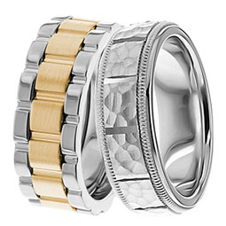Eunice 7mm and 5mm Wide, Matching Wedding Ring Set - TDN Stores