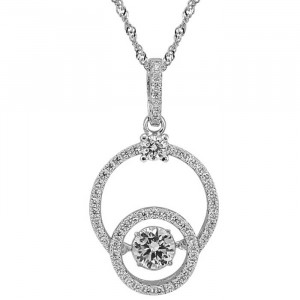 Sterling Silver Dancing Simulated White Cubic Zirconia Pendant