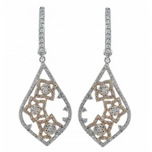 Sterling Silver Jewelry, Cubic Zirconia Rhodium and Rose Gold Plated Earring