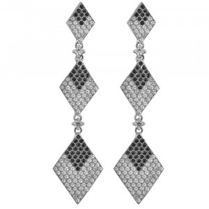 Sterling Silver Jewelry, Cubic Zirconia White and Black Earring