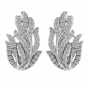 Sterling Silver Jewelry, Cubic Zirconia White Leaf Earring