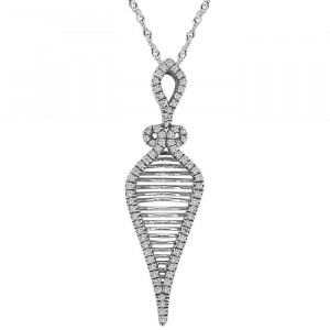 Sterling Silver Pendant, White CZ with Necklace