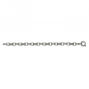 Sterling Silver Link Bracelet, White Cubic Zirconia, Rhodium Plated