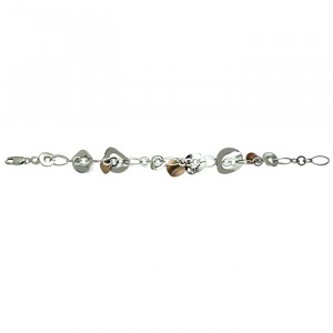 Sterling Silver and Gold Plated Sterling Silver Designer Style Beaded Bracelet