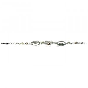 Sterling Silver and Yellow Gold Plated Silver Designer Style Station Bracelet