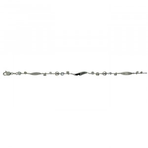 Sterling Silver Designer Style Beaded Station Bracelet with Cubic Zirconia