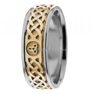 Celtic Knot & Trinity Two Tone Wedding Band CL281646
