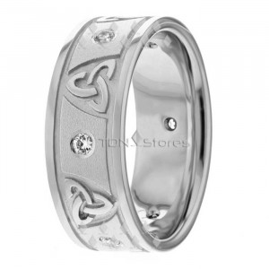 Celtic Trinity Knot Diamond Wedding Ring Band CL285087
