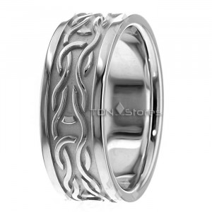 Celtic Wedding Bands Comfort Fit White Gold CL285095
