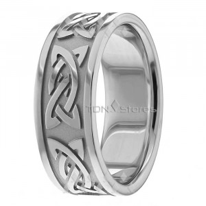 Celtic Knot White Gold 8mm Wide Wedding Bands CL285106