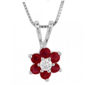 Bryanna Flower Ruby and Diamond Pendant