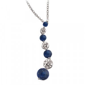 Elena Prong Set Blue Sapphire and Diamond Journey Pendant