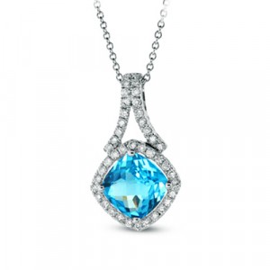 Gladis Diamond and Blue Topaz Pendant