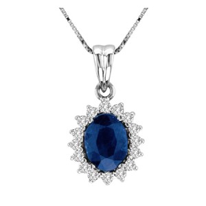 Mariana Blue Sapphire and Diamond Pendant