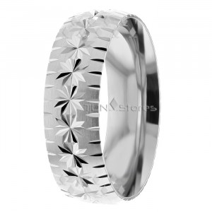 Shining Stars Low Dome Wedding Bands DC288422