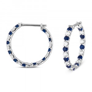 Felisa Diamond & Blue Sapphire Hoop Earrings