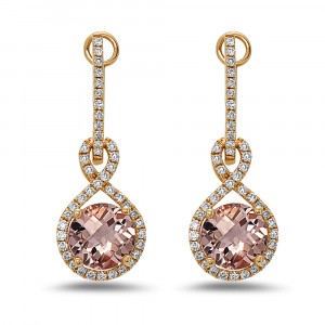 Candy Morganite & Diamond Drop Earrings 