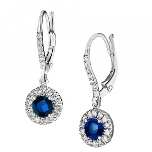 Dannielle Diamond Frame Halo Sapphire Earrings