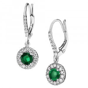 Hana Diamond Frame Emerald Halo Earrings
