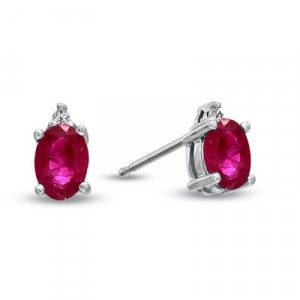 Helena Oval Ruby & Diamond Stud Earrings