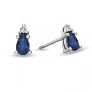 Bridget Pear Shape Sapphire & Diamond Stud Earrings