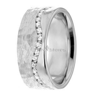 Hammered Finish Diamond Wedding Ring DW289034