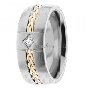 Braided Two Tone Diamond Wedding Ring DW289193