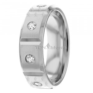 Burnish Setting Beveled Edge Wedding Ring DW289292