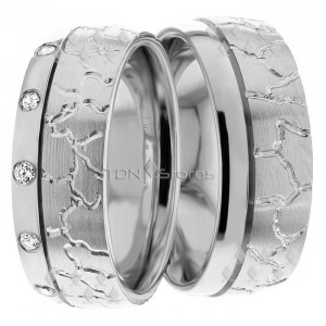 Adelmio 7.00mm Wide, His & Hers Wedding Band Sets, 0.36 Ctw.