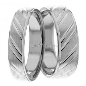 Edvige 7.00mm and 5.00mm Wide, Wedding Band Set