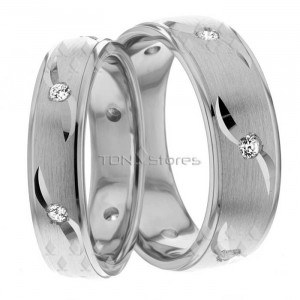 Clizia 7.00mm and 5.00mm Wide, Wedding Ring Set, 0.36 Ctw.