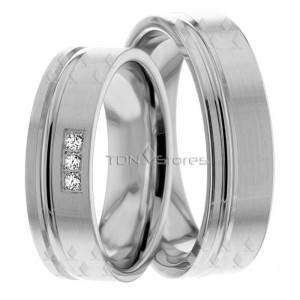 Curzio 6.00mm Wide, Diamond His and Hers Wedding Bands