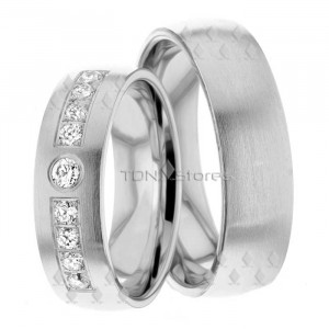 Antonina 6.00mm Wide, Diamond Matching Wedding Rings, 0.48 Ctw.