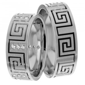 Gregor 8mm Wide, Diamond Wedding Ring Set 0.36 Ctw