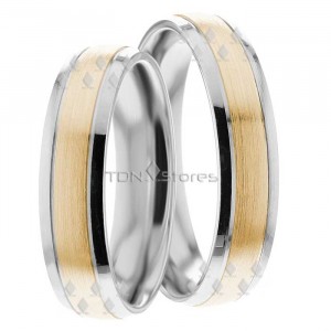 Two Tone Xanthe 6mm and 5mm Wide, Matching Wedding Ring Set