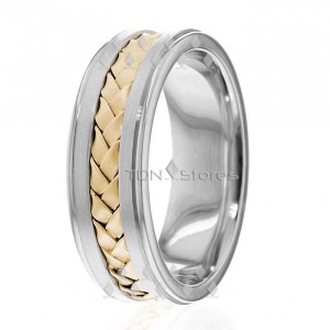 Braided Two Tone Wedding Bands Rings HM287098