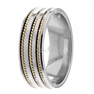 Satin Finish Twisted Rope Wedding Bands Rings HM287161