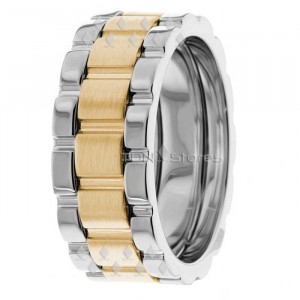 Watch Link Design Two Tone Wedding Bands HM287185