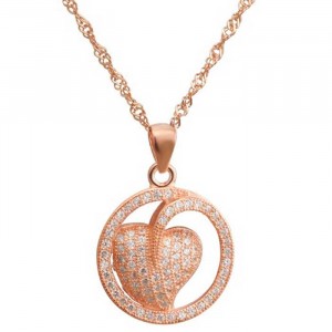 Rose Gold Plated Sterling Silver Heart Pendant CZ