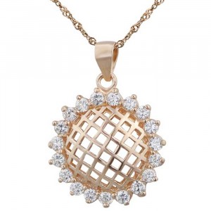 Rose Gold Plated Sterling Silver White Cubic Zirconia Pendant Necklace