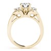 Three Stone Diamond Engagement Ring Yellow Gold Side View