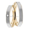 Yellow & White Gold Rhodes 4mm Wide, Diamond Wedding Ring Set 0.03 Ctw