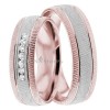 Rose & White Gold Oceana 6mm Wide, Diamond Wedding Ring Set 0.14 Ctw