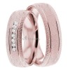 Rose Gold Oceana 6mm Wide, Diamond Wedding Ring Set 0.14 Ctw