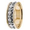 Two Tone Cross Wedding Ring 6.5mm Wide Wedding Bands HM281408