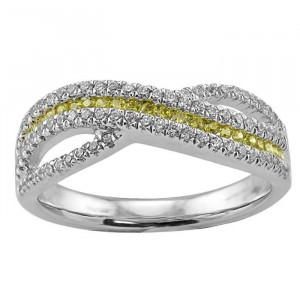 Sterling Silver Jewelry, Cubic Zirconia White and Yellow Ring