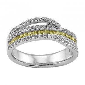 Sterling Silver Womens Ring with Clear and Yellow Cubic Zirconia