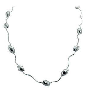 Sterling Silver Designer Style Beaded Station Necklace
