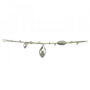 Sterling Silver and Gold Plated Sterling Silver Designer Style Beaded Station Bracelet