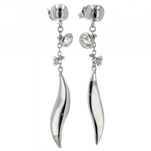 Sterling Silver Designer Style Beaded Earring with Cubic Zirconia